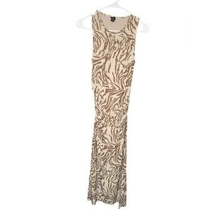 Urban Outfitters: Brown and Beige Sleeveless Zebra Print Mesh Dress. Medium